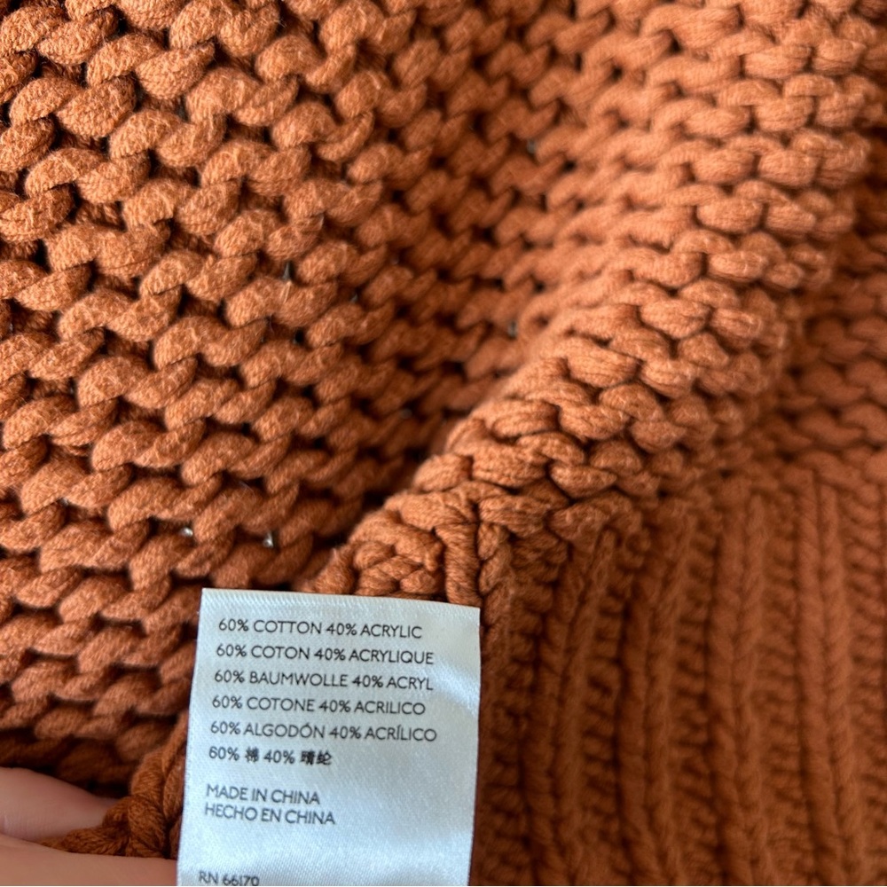 Free People My Only Sunshine Chunky Turtleneck Cropped Sweater Burnt Orange XS - Picture 13 of 13